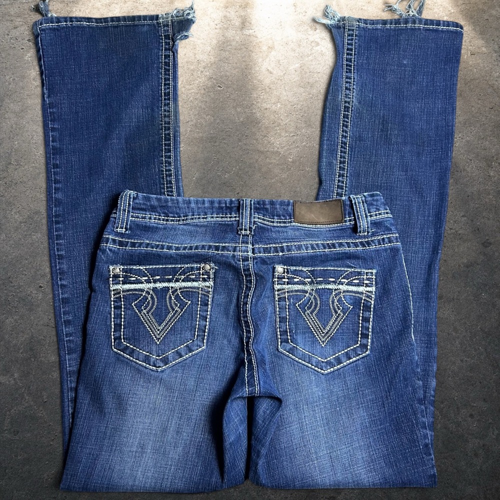 Cowgirl Up Bootcut Jeans Blue Distressed Western Y2K Retro Size 29/36